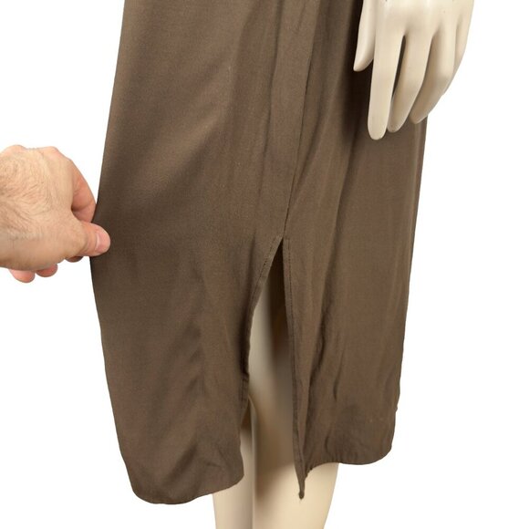 FRANK & OAK Minimalist 90s inspired Brown Slip Dress sz M - Picture 5 of 9